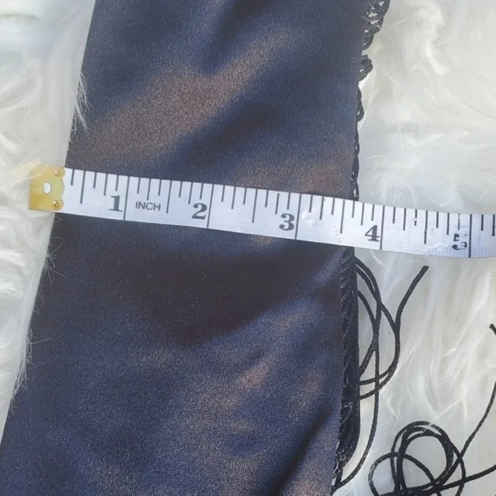 Black Satin Long Fringe‎ Gloves  NWT